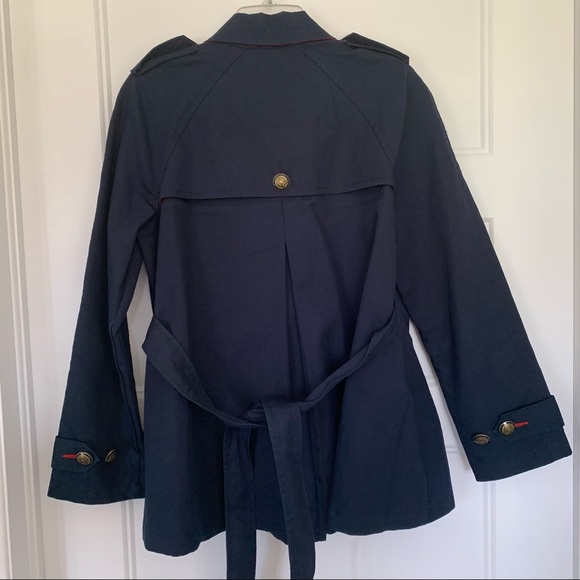 Tommy Hilfiger - Navy Belted Pea Coat with Brass Buttons - Size L - Picture 2 of 16